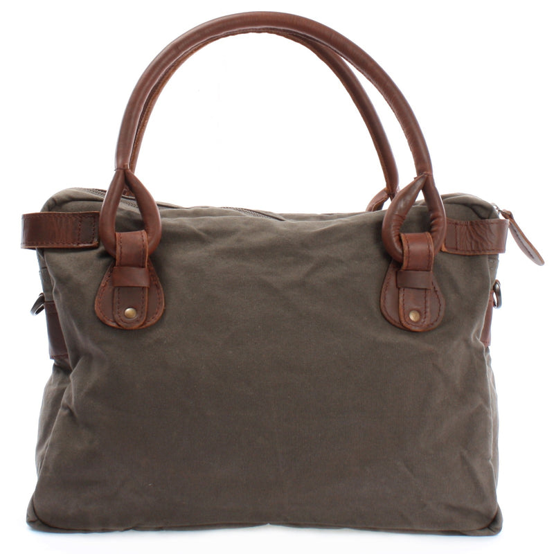 Leconi Schultertasche Henkeltasche Damentasche Handtasche Leder Canvas grau LE0050 Neueste Stile