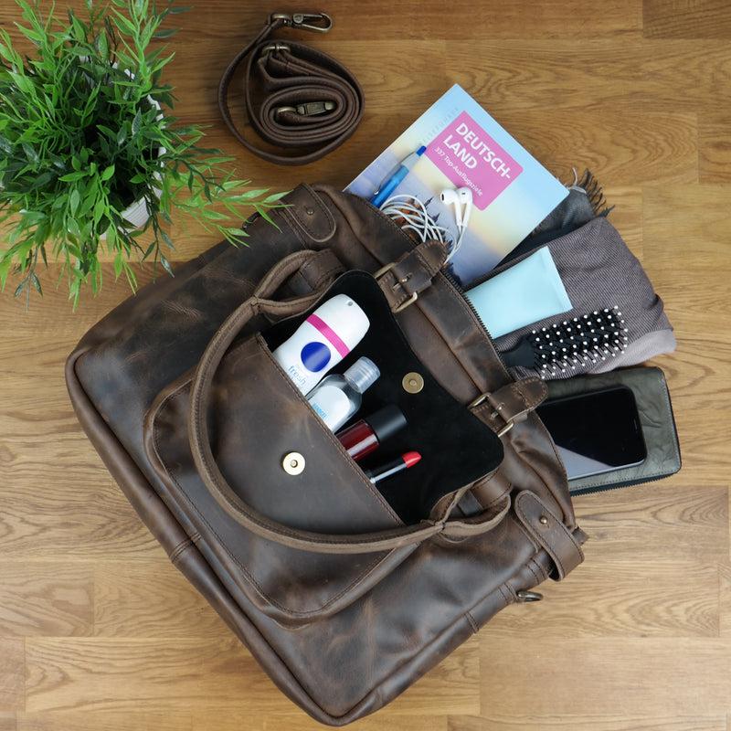 Leconi Schultertasche Henkeltasche Damentasche Handtasche Leder schlamm LE0050 Zeitbegrenzte Promotion