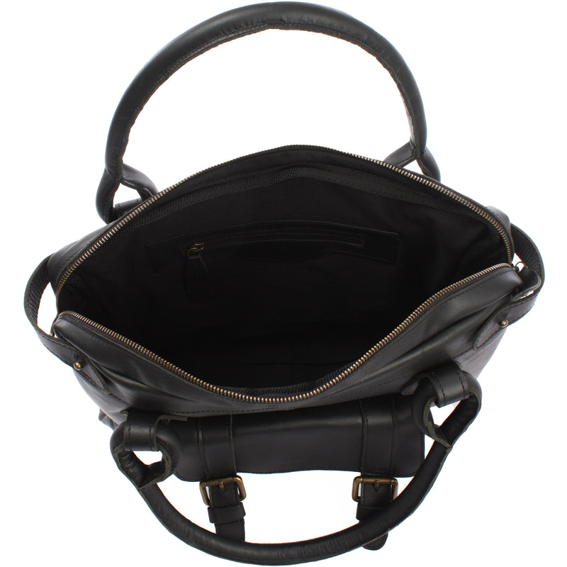 Leconi Schultertasche Henkeltasche Damentasche Handtasche Leder schwarz LE0050 Bis zu 50% Rabatt