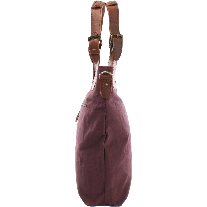 Leconi Schultertasche Umhängetasche Henkeltasche Shopper Damentasche Canvas Leder bordeaux LE0054 Bis zu 60% Rabatt