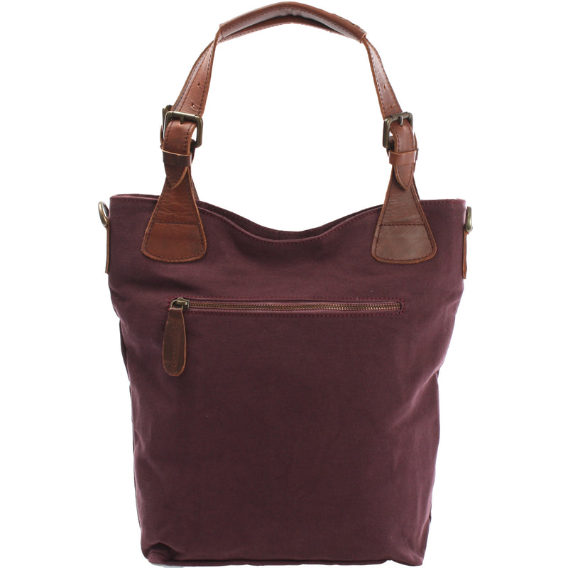 Leconi Schultertasche Umhängetasche Henkeltasche Shopper Damentasche Canvas Leder bordeaux LE0054 Bis zu 60% Rabatt