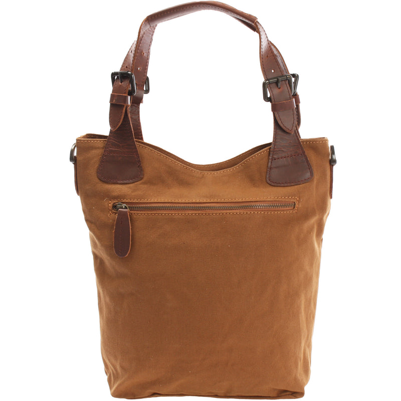 Leconi Schultertasche Umhängetasche Henkeltasche Shopper Damentasche Canvas Leder cognac LE0054 Bis zu 65% Rabatt