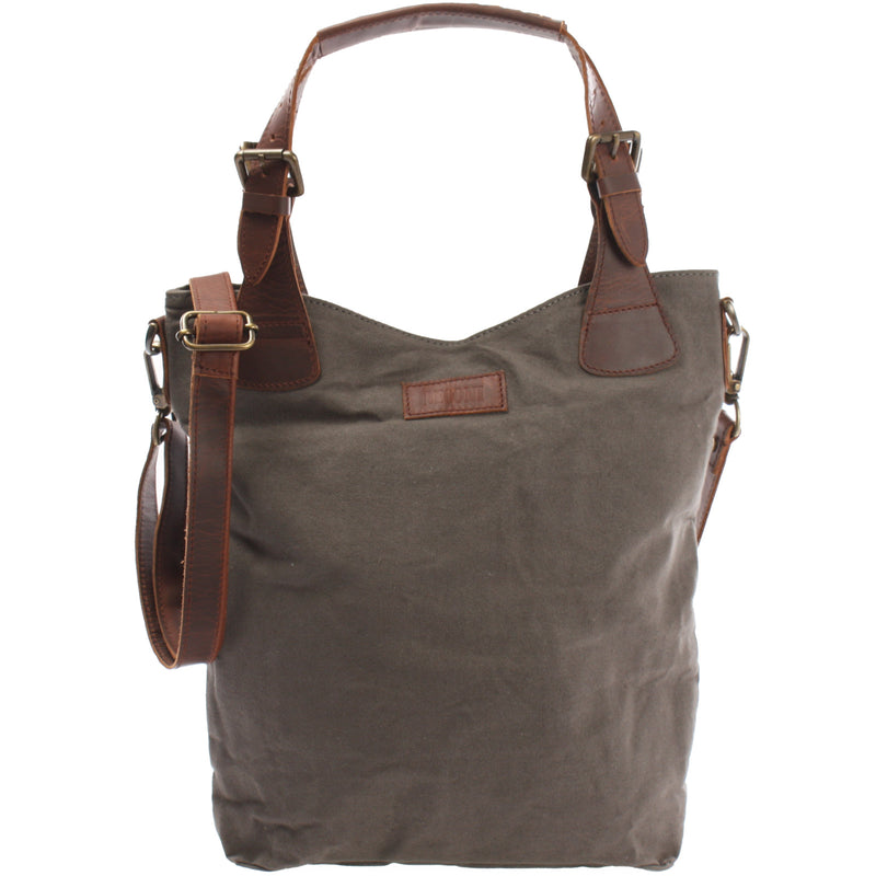 Leconi Schultertasche Umhängetasche Henkeltasche Shopper Damentasche Canvas Leder grau LE0054 Nur für heute
