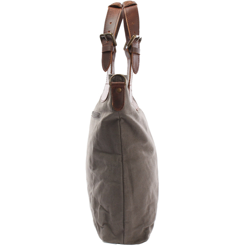 Leconi Schultertasche Umhängetasche Henkeltasche Shopper Damentasche Canvas Leder grau LE0054 Nur für heute