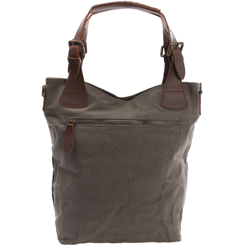 Leconi Schultertasche Umhängetasche Henkeltasche Shopper Damentasche Canvas Leder grau LE0054 Nur für heute