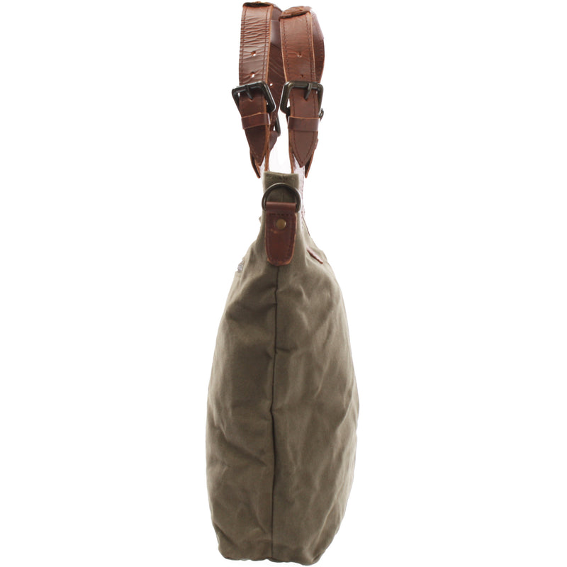Leconi Schultertasche Umhängetasche Henkeltasche Shopper Damentasche Canvas Leder grün LE0054 Sonderangebot der Fabrik
