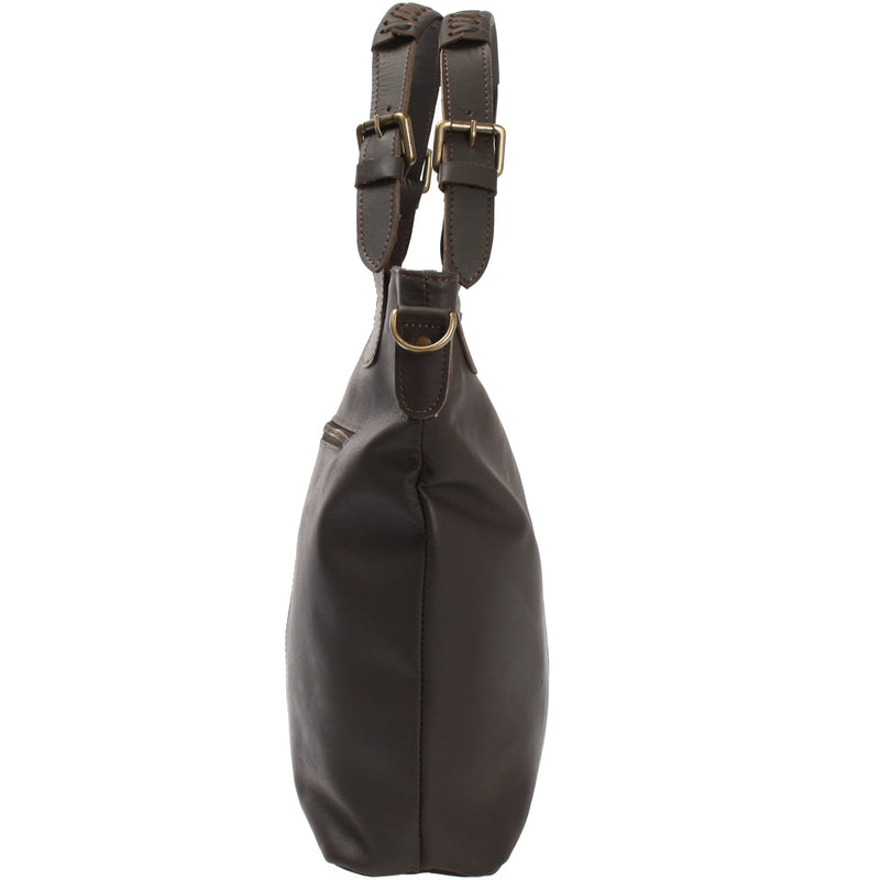 Leconi Umhängetasche Schultertasche Henkeltasche Damentasche Leder dunkelbraun LE0054 Discount Store für neue Produkte