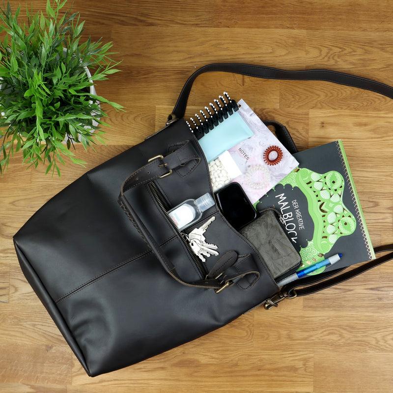 Leconi Umhängetasche Schultertasche Henkeltasche Damentasche Leder dunkelbraun LE0054 Discount Store für neue Produkte