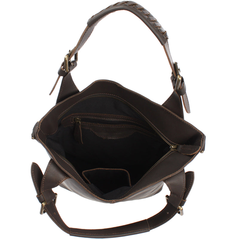 Leconi Umhängetasche Schultertasche Henkeltasche Damentasche Leder dunkelbraun LE0054 Discount Store für neue Produkte