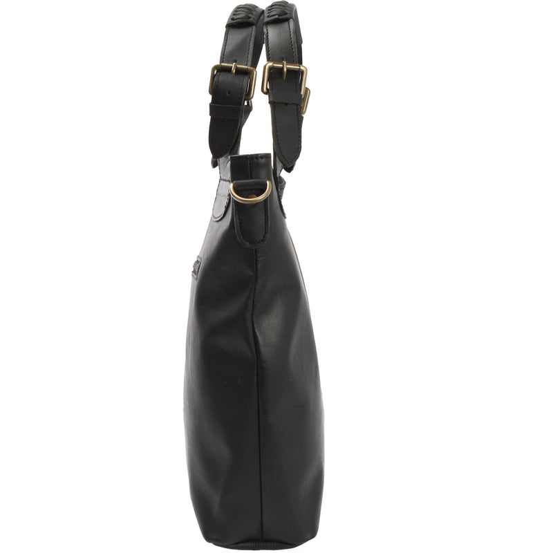 Leconi Umhängetasche Schultertasche Henkeltasche Damentasche Leder schwarz LE0054 Nur noch ein Tag übrig