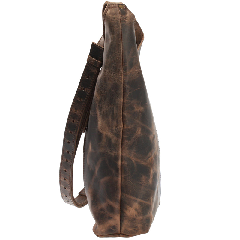 Leconi große Umhängetasche Schultertasche Beuteltasche Damentasche Leder schlamm LE0055 Super Rabatt