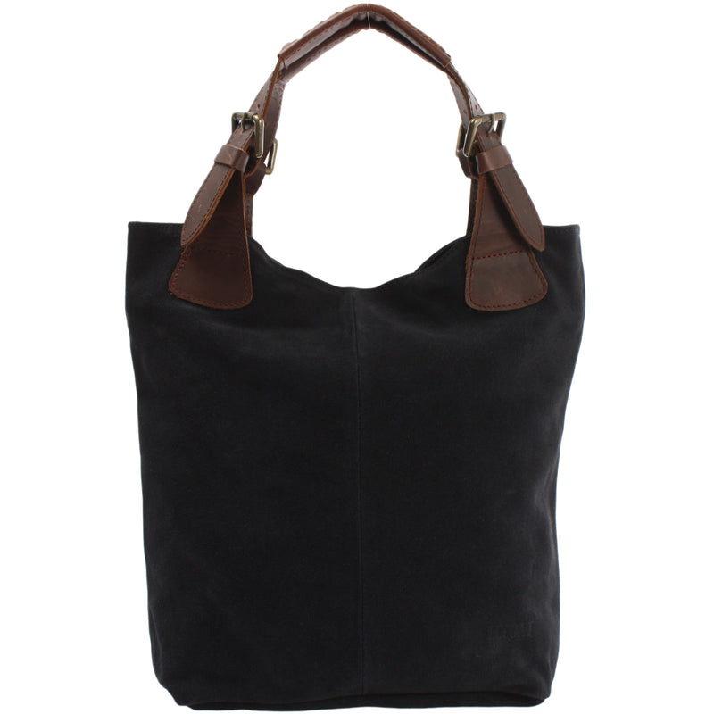 Leconi Henkeltasche Damentasche Wildleder Leder anthrazit LE0033 Riesige Rabatte
