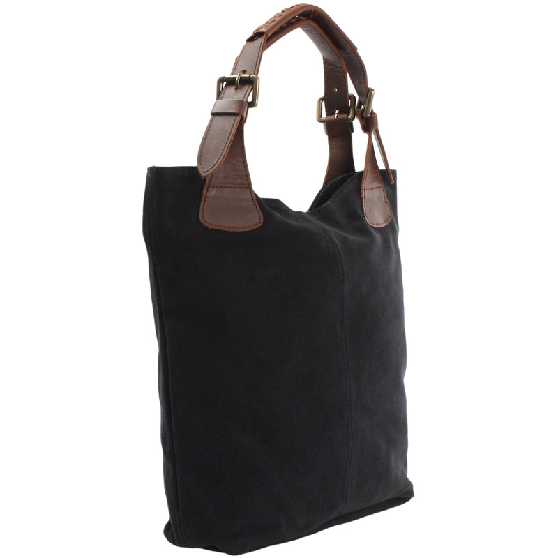 Leconi Henkeltasche Damentasche Wildleder Leder anthrazit LE0033 Riesige Rabatte