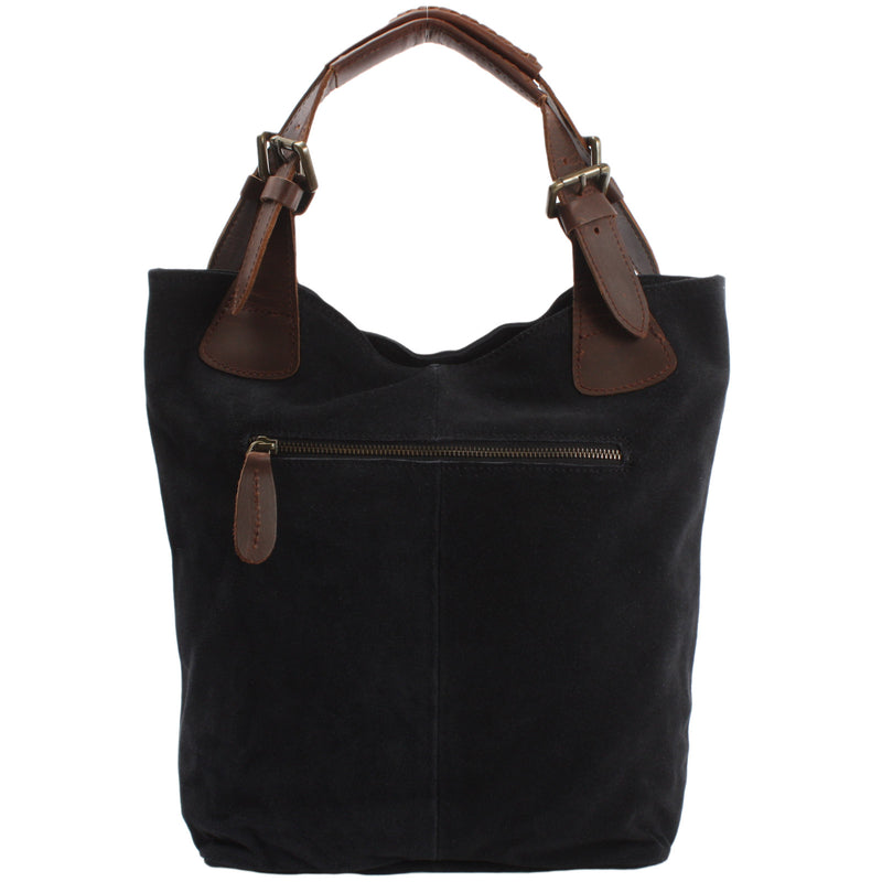 Leconi Henkeltasche Damentasche Wildleder Leder anthrazit LE0033 Riesige Rabatte