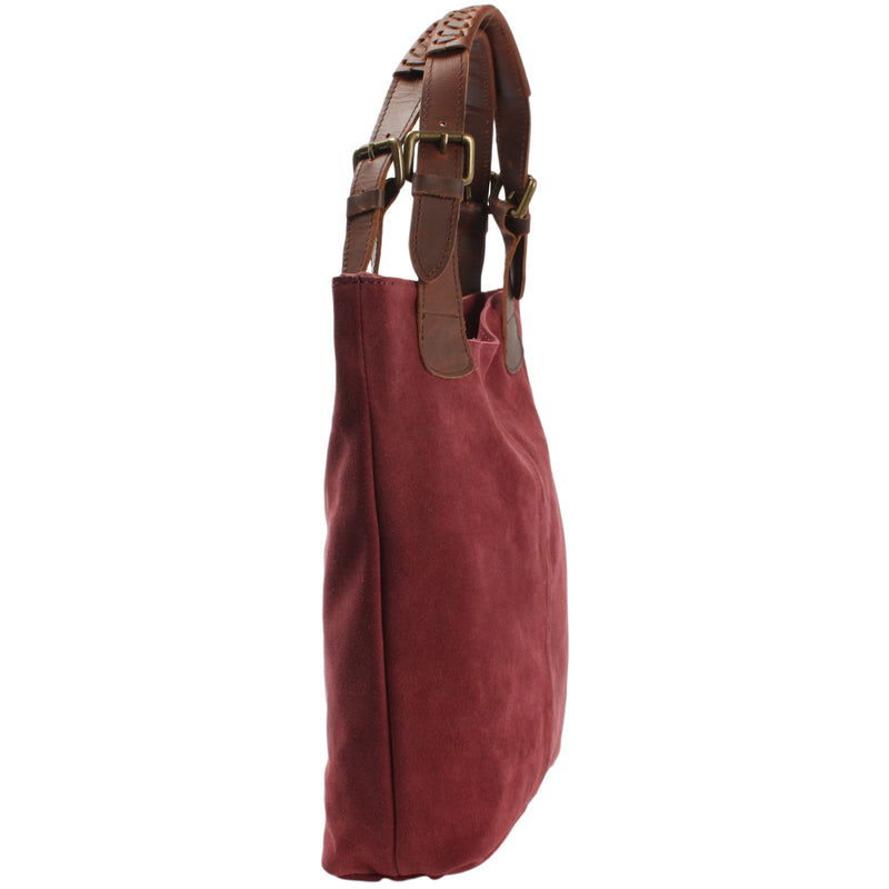 Leconi Henkeltasche Damentasche Veloursleder Leder bordeaux LE0033 50% Rabatt mit kostenlosem Versand