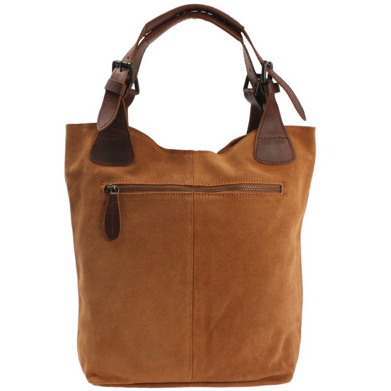Leconi Henkeltasche Damentasche Veloursleder Leder cognac LE0033 Clearance-Verkauf