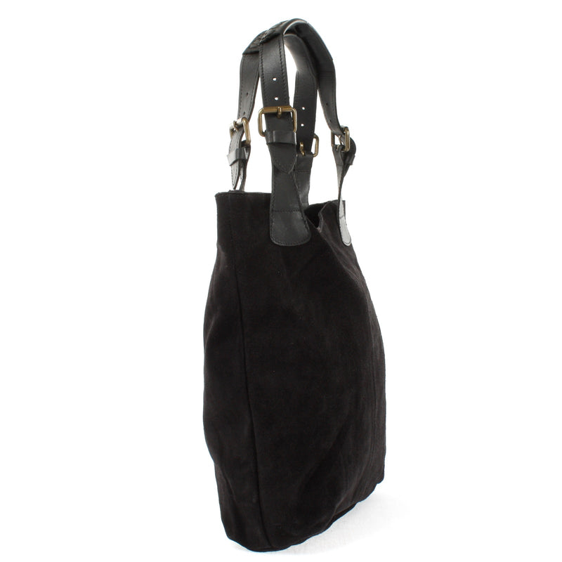 Leconi Henkeltasche Damentasche Veloursleder Leder schwarz LE0033 Speichern exportieren