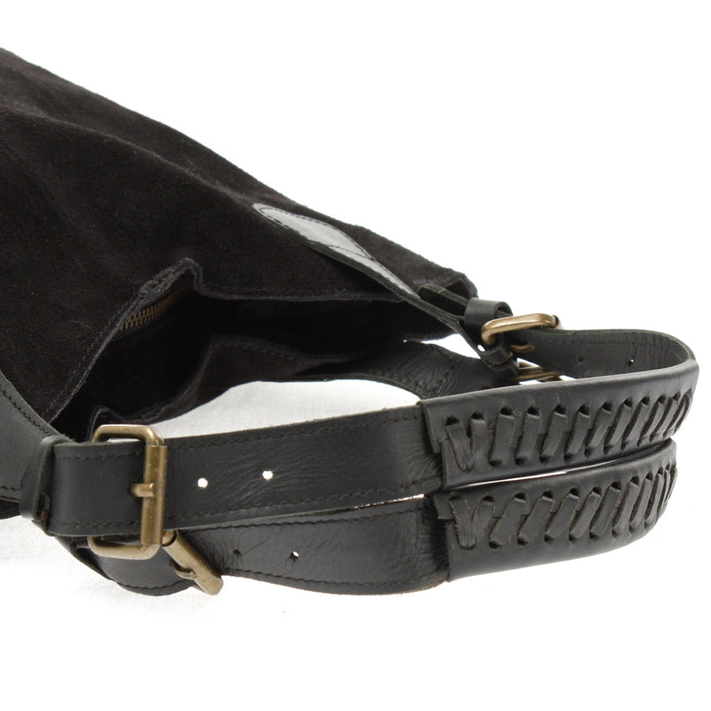 Leconi Henkeltasche Damentasche Veloursleder Leder schwarz LE0033 Speichern exportieren