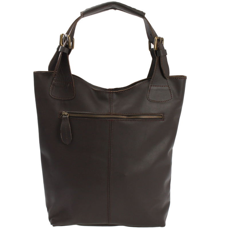 Leconi Henkeltasche Schultertasche Shopper Leder dunkelbraun LE0033 Im Verkauf