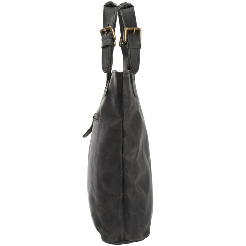 Leconi Henkeltasche Ledertasche Damentasche Leder grau LE0033 zollfrei