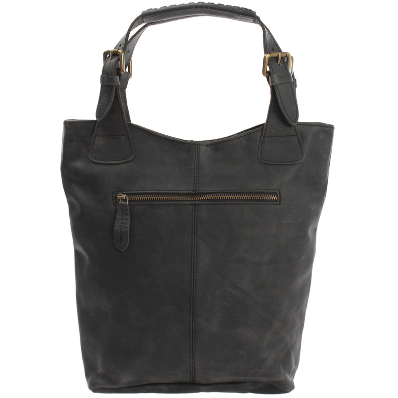 Leconi Henkeltasche Ledertasche Damentasche Leder grau LE0033 zollfrei