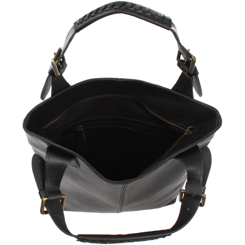 Leconi Shopper Henkeltasche Damentasche Leder schwarz LE0033 Rabatte dieses Monats