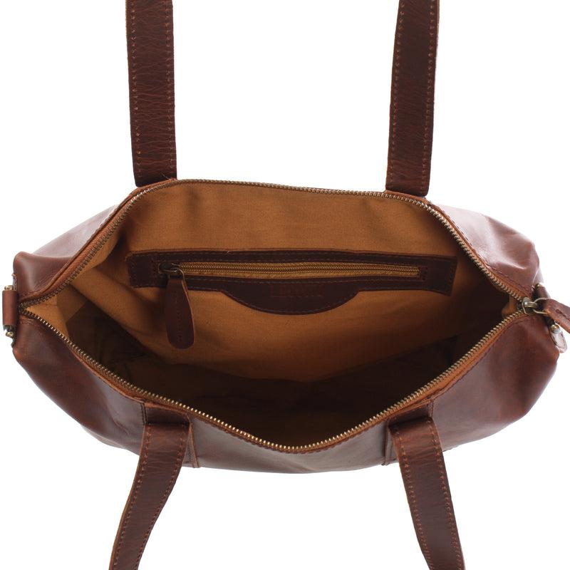 Leconi Shopper Schultertasche Henkeltasche Leder braun LE0034 2025