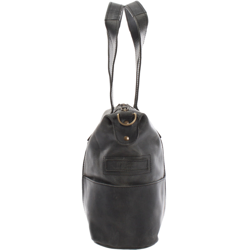 Leconi Shopper Schultertasche Henkeltasche Leder grau LE0034 Outlet