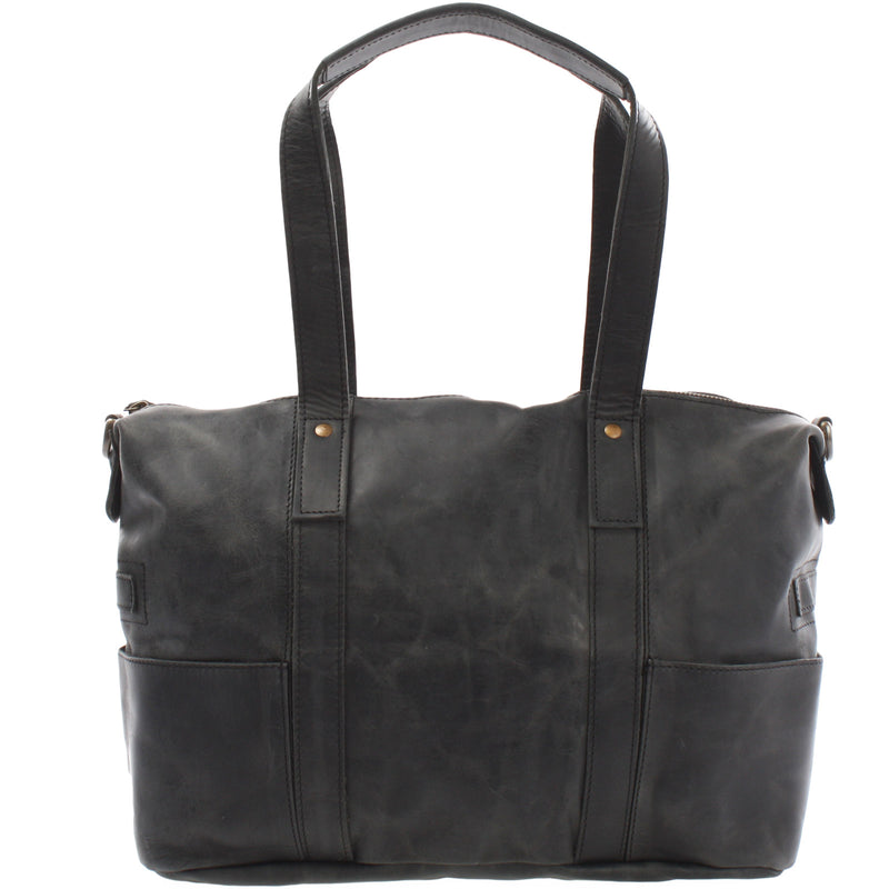Leconi Shopper Schultertasche Henkeltasche Leder grau LE0034 Outlet
