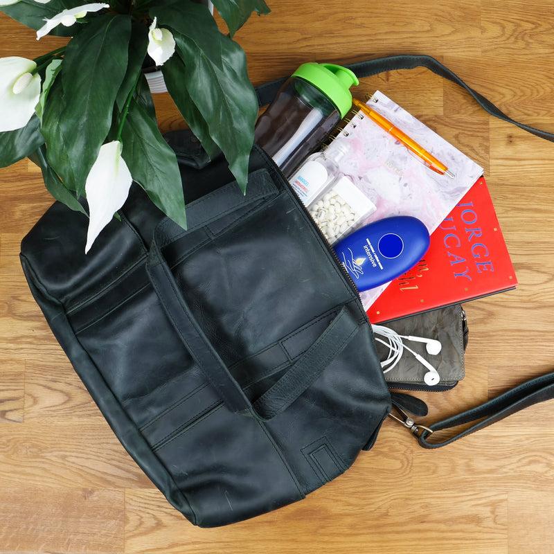 Leconi Shopper Schultertasche Henkeltasche Leder grau LE0034 Outlet