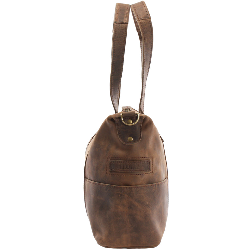 Leconi Shopper Schultertasche Henkeltasche Leder schlamm LE0034 Auslauf