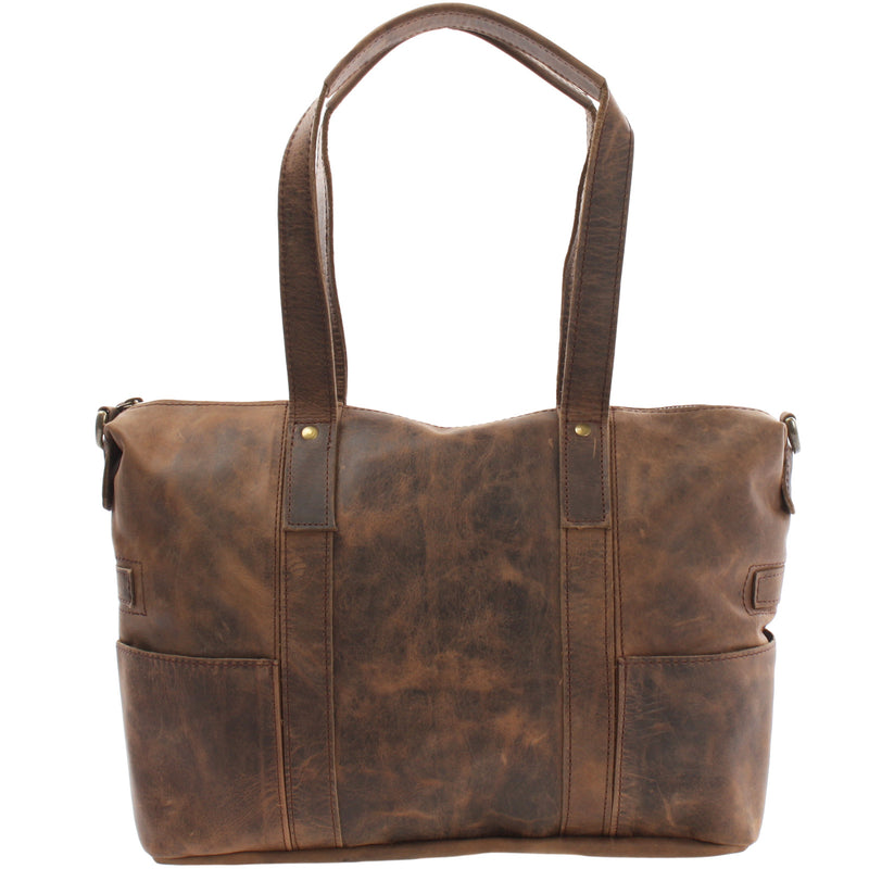 Leconi Shopper Schultertasche Henkeltasche Leder schlamm LE0034 Auslauf