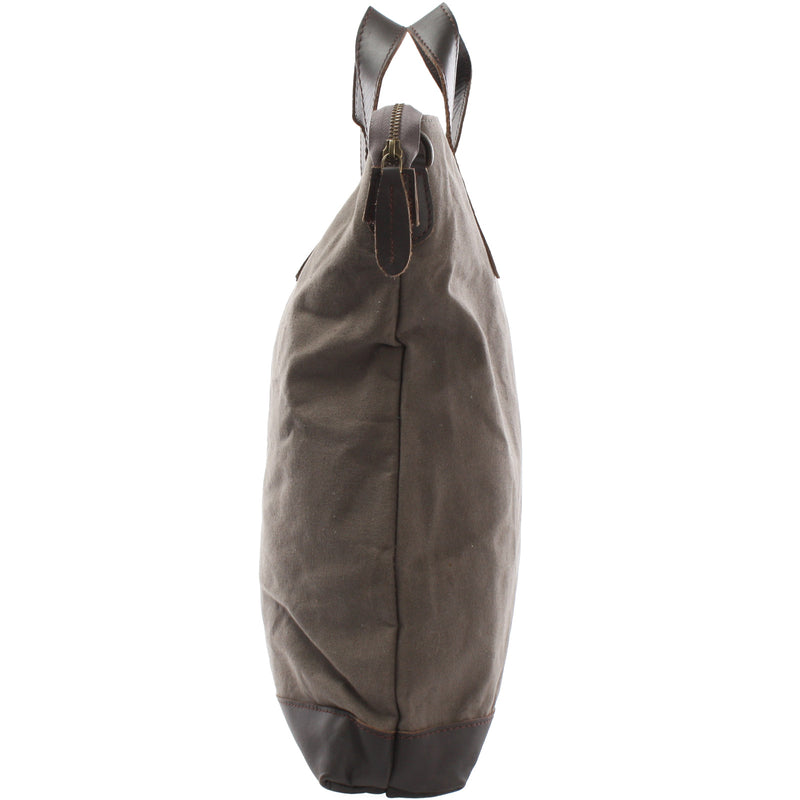 Leconi Shopper Henkeltasche Damen Canvas Leder grau LE0037 Angebote
