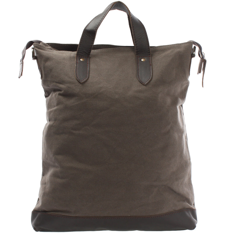 Leconi Shopper Henkeltasche Damen Canvas Leder grau LE0037 Angebote