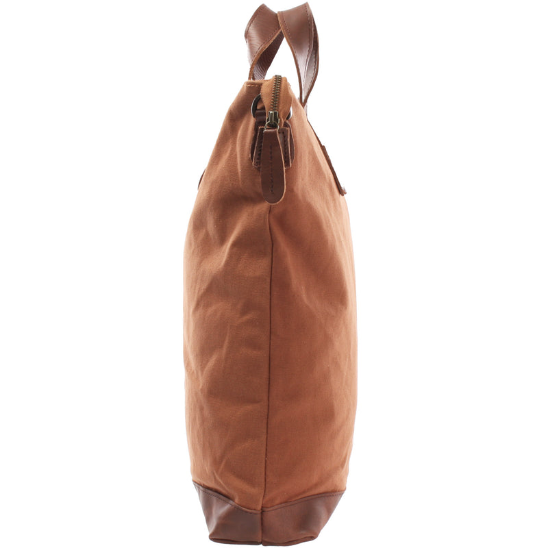 Leconi Shopper Henkeltasche Damen Canvas Leder cognac LE0037 Hotsell