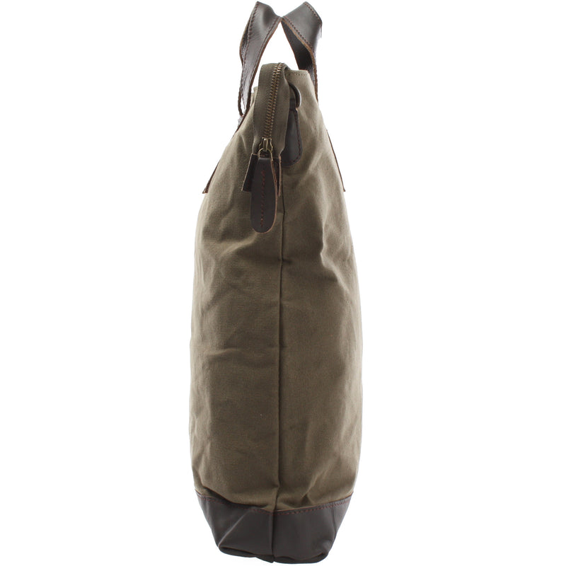 Leconi Shopper Henkeltasche Damen Canvas Leder grün LE0037 im Angebot