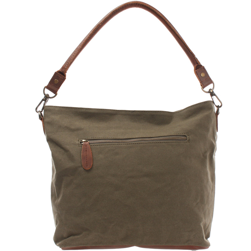Leconi Schultertasche Umhängetasche Ledertasche Canvas Leder grün LE0039 Günstiger Verkauf
