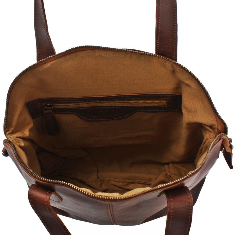 Leconi Shopper Schultertasche Damen Handtasche Ledertasche Henkeltasche Leder braun LE0060 Kostenloser Versand