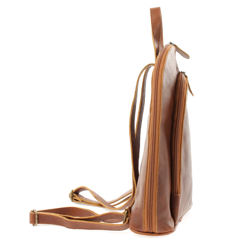 Leconi kleiner Rucksack Lederrucksack Freizeitrucksack Damen Leder braun LE1032 Fabrik Onlineshop