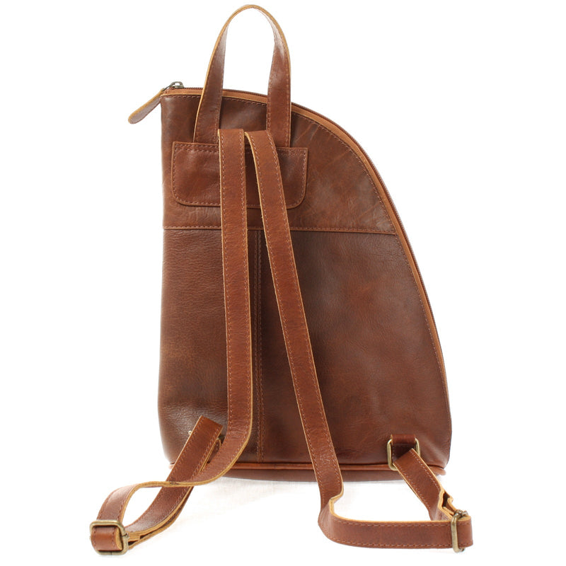 Leconi kleiner Rucksack Lederrucksack Freizeitrucksack Damen Leder braun LE1032 Fabrik Onlineshop