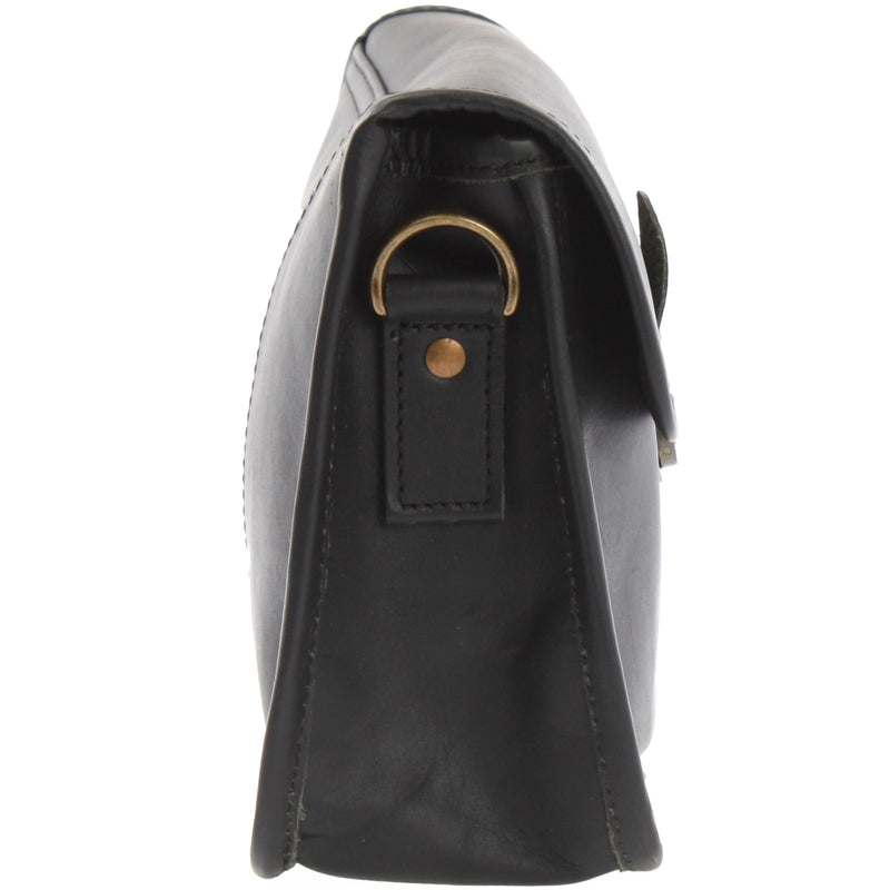 Leconi kleine Schultertasche Umhängetasche Leder Rindsleder schwarz LE3041 Fabrikpreis