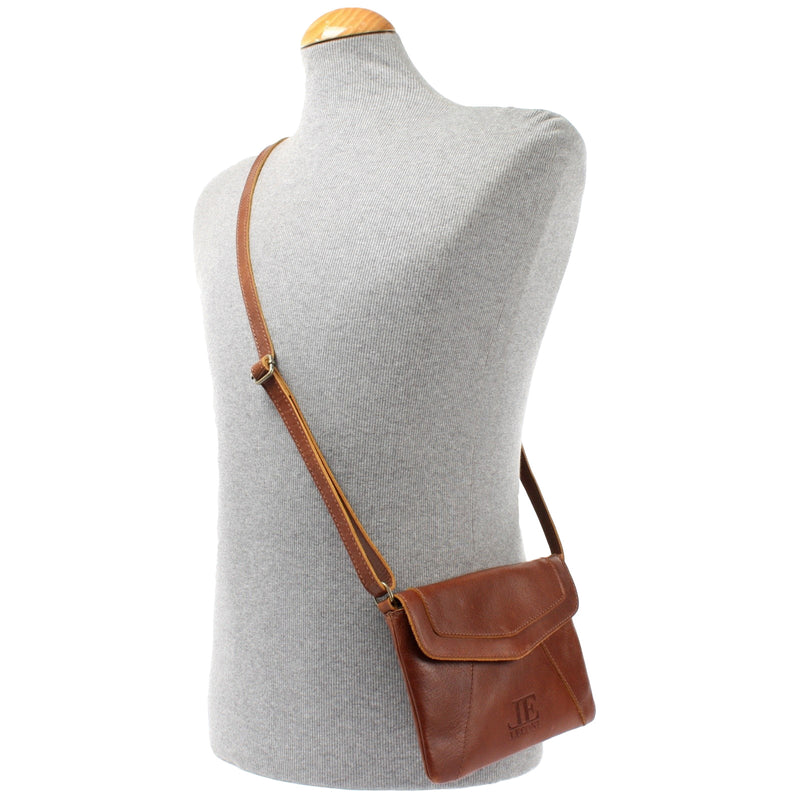 Leconi kleine Umhängetasche Ledertasche Damentasche Schultertasche Leder braun LE3078 Sonderangebot