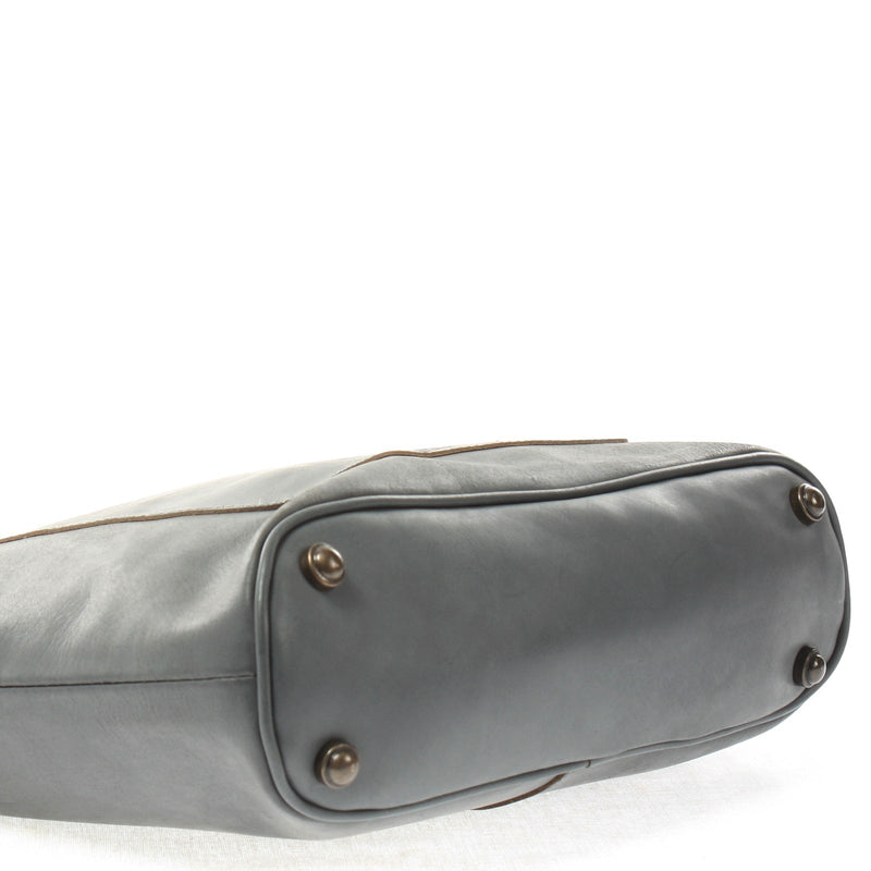 Leconi Umhängetasche Schultertasche Damentasche Ledertasche Leder graublau LE3067 Günstig kaufen