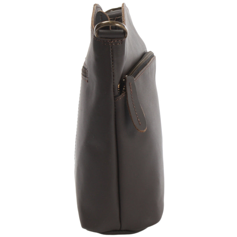 Leconi kleine Umhängetasche Schultertasche Freizeittasche Leder dunkelbraun LE3049 Versandkostenfrei
