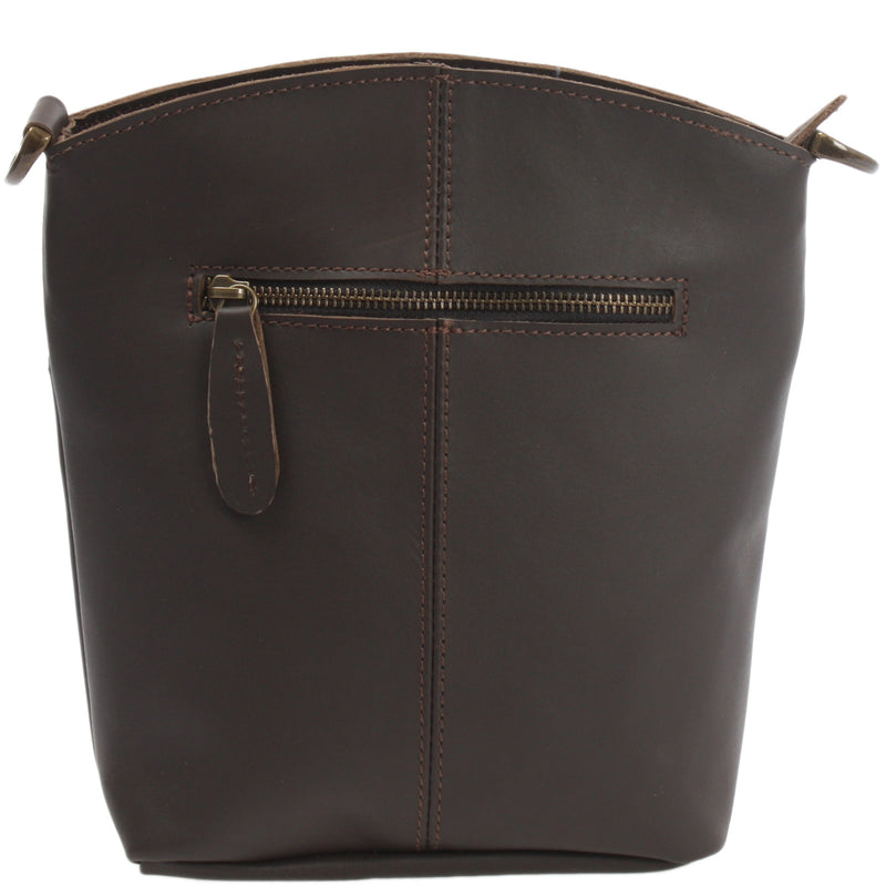 Leconi kleine Umhängetasche Schultertasche Freizeittasche Leder dunkelbraun LE3049 Versandkostenfrei