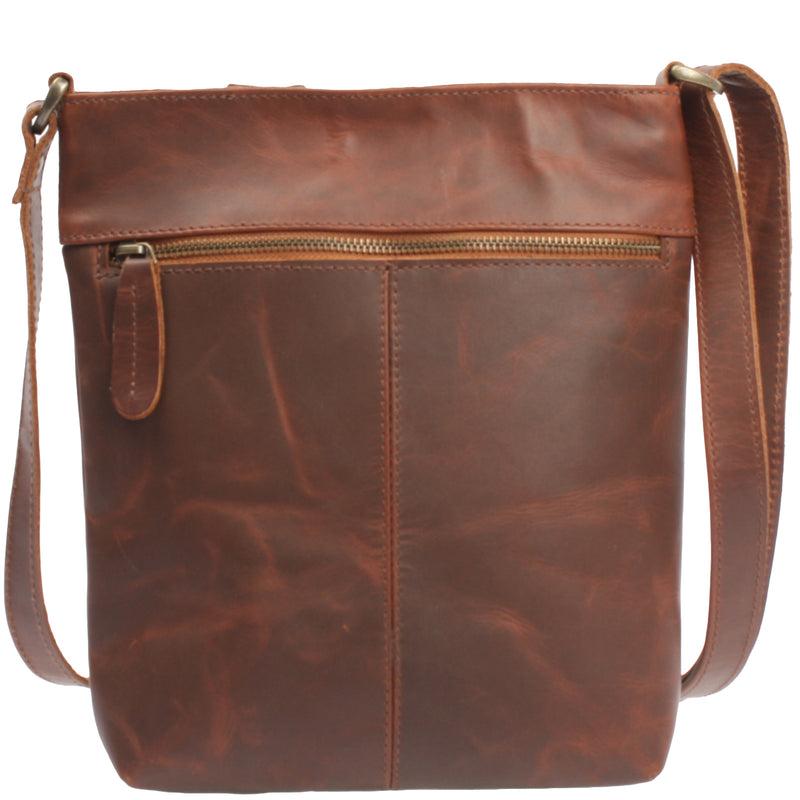 Leconi Umhängetasche Schultertasche Damen Herren Used Look Leder braun LE3072 Flash Sale