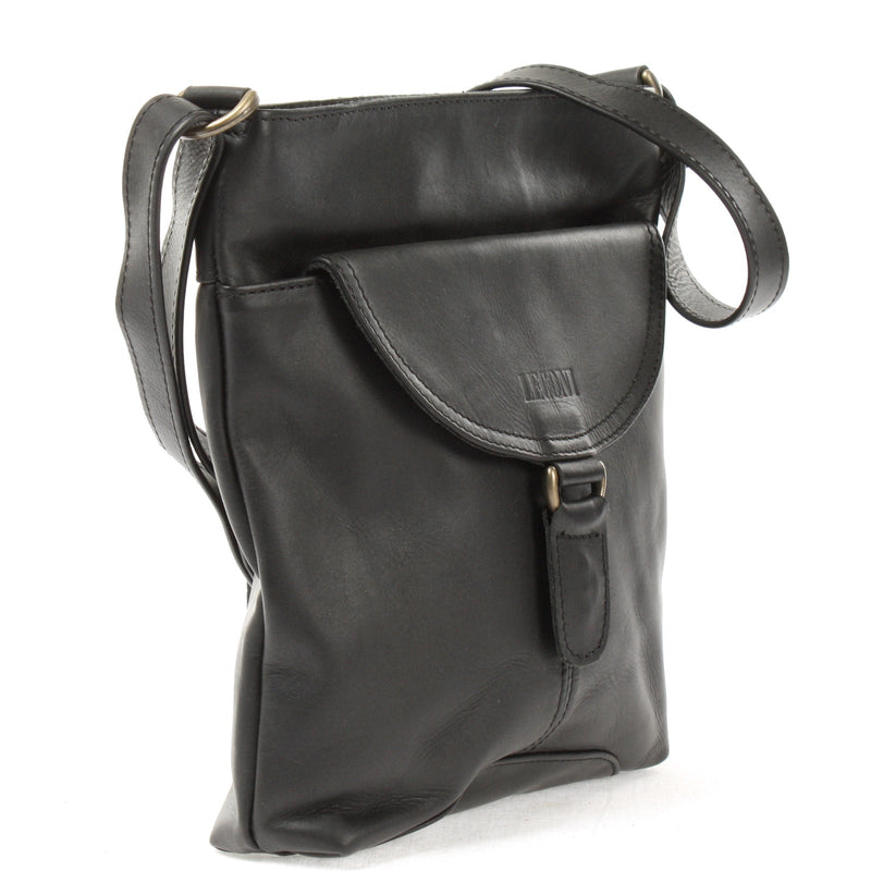 Leconi Umhängetasche Schultertasche Damen Herren Used Look Leder schwarz LE3072 Begrenztes Angebot