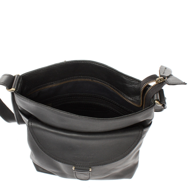 Leconi Umhängetasche Schultertasche Damen Herren Used Look Leder schwarz LE3072 Begrenztes Angebot