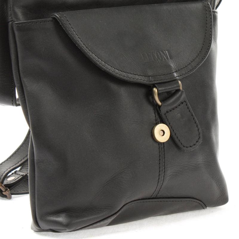 Leconi Umhängetasche Schultertasche Damen Herren Used Look Leder schwarz LE3072 Begrenztes Angebot