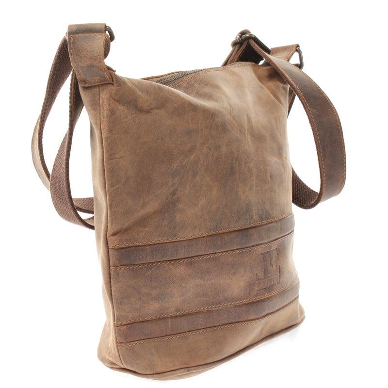 Leconi Umhängetasche Schultertasche Damentasche Ledertasche Leder vintage-braun LE3076 Exklusivangebot